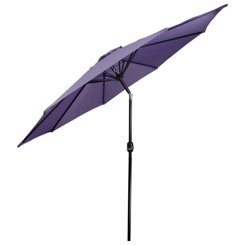 9ft Outdoor Patio Market Umbrella with Hand Crank and Tilt  Purple