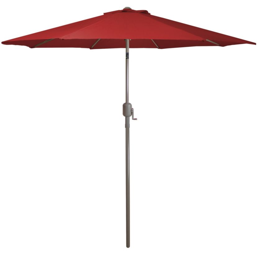9ft Outdoor Patio Market Umbrella with Hand Crank and Tilt  Red