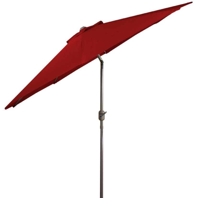 9ft Outdoor Patio Market Umbrella with Hand Crank and Tilt  Red