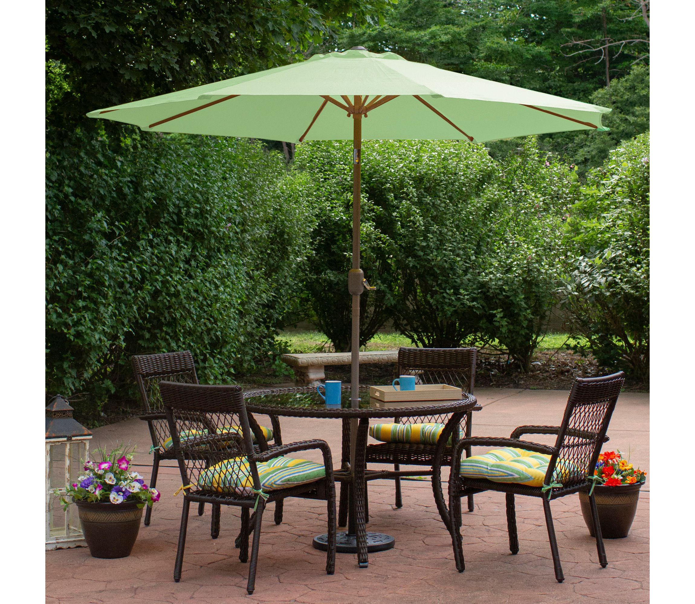 9ft Outdoor Patio Market Umbrella with Hand Crank and Tilt  Sage Green