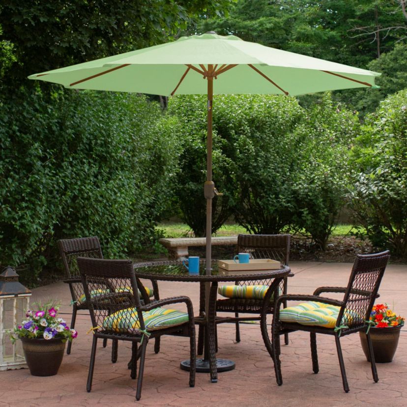 9ft Outdoor Patio Market Umbrella with Hand Crank and Tilt  Sage Green