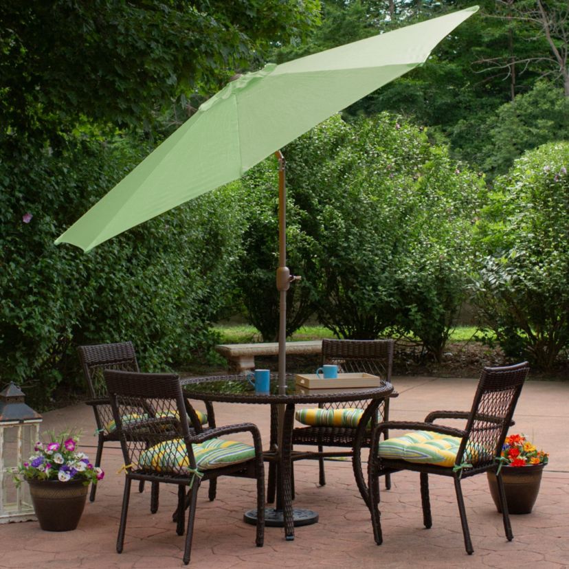 9ft Outdoor Patio Market Umbrella with Hand Crank and Tilt  Sage Green