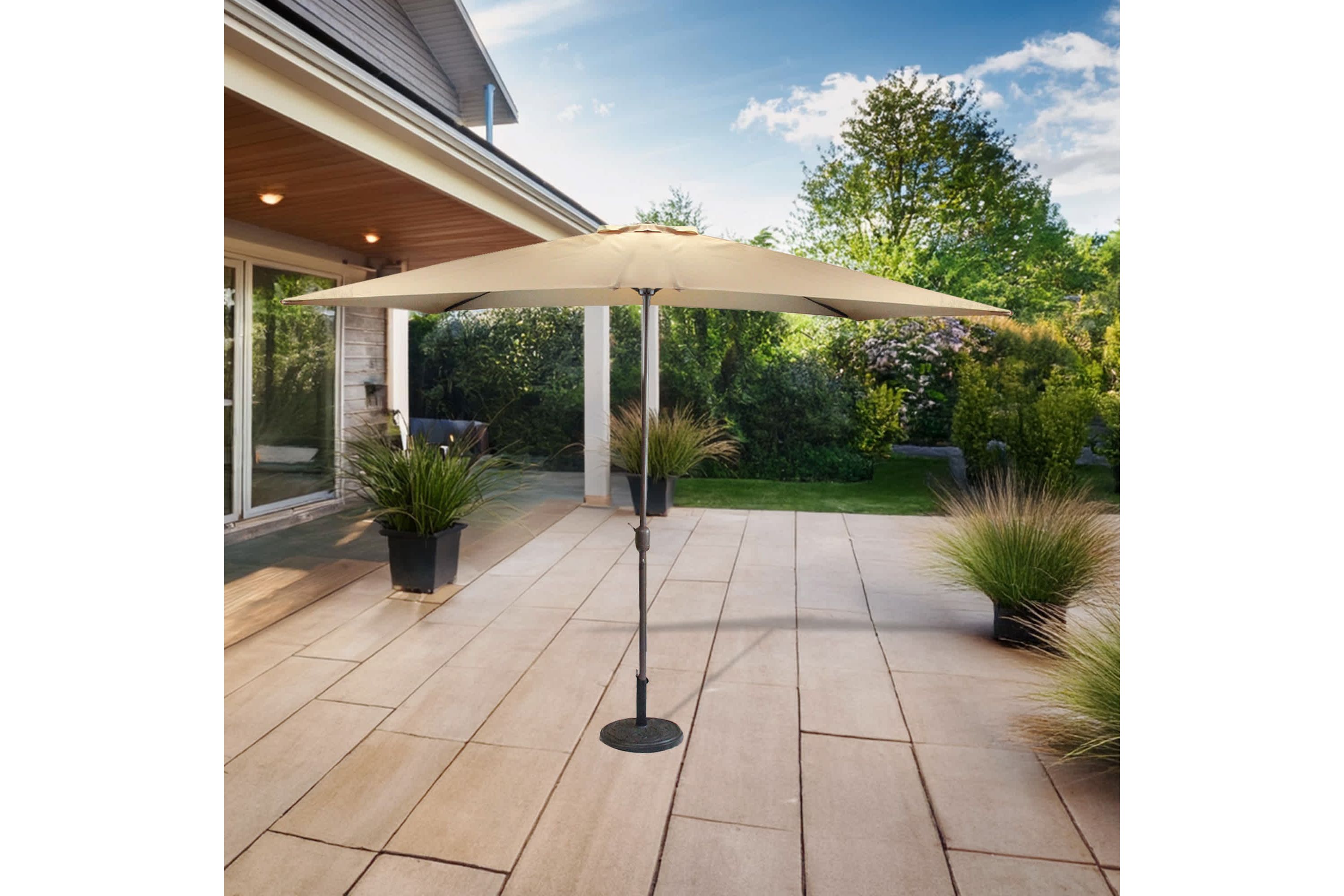 8.5 Outdoor Patio Market Umbrella with Hand Crank - Dark Beige