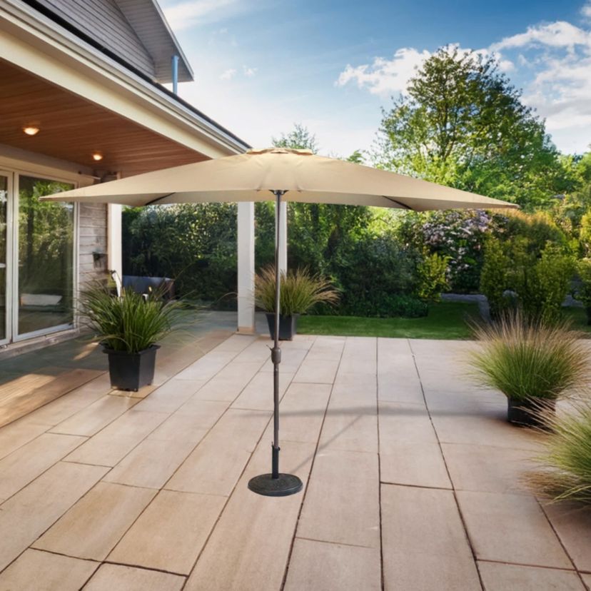 8.5 Outdoor Patio Market Umbrella with Hand Crank - Dark Beige
