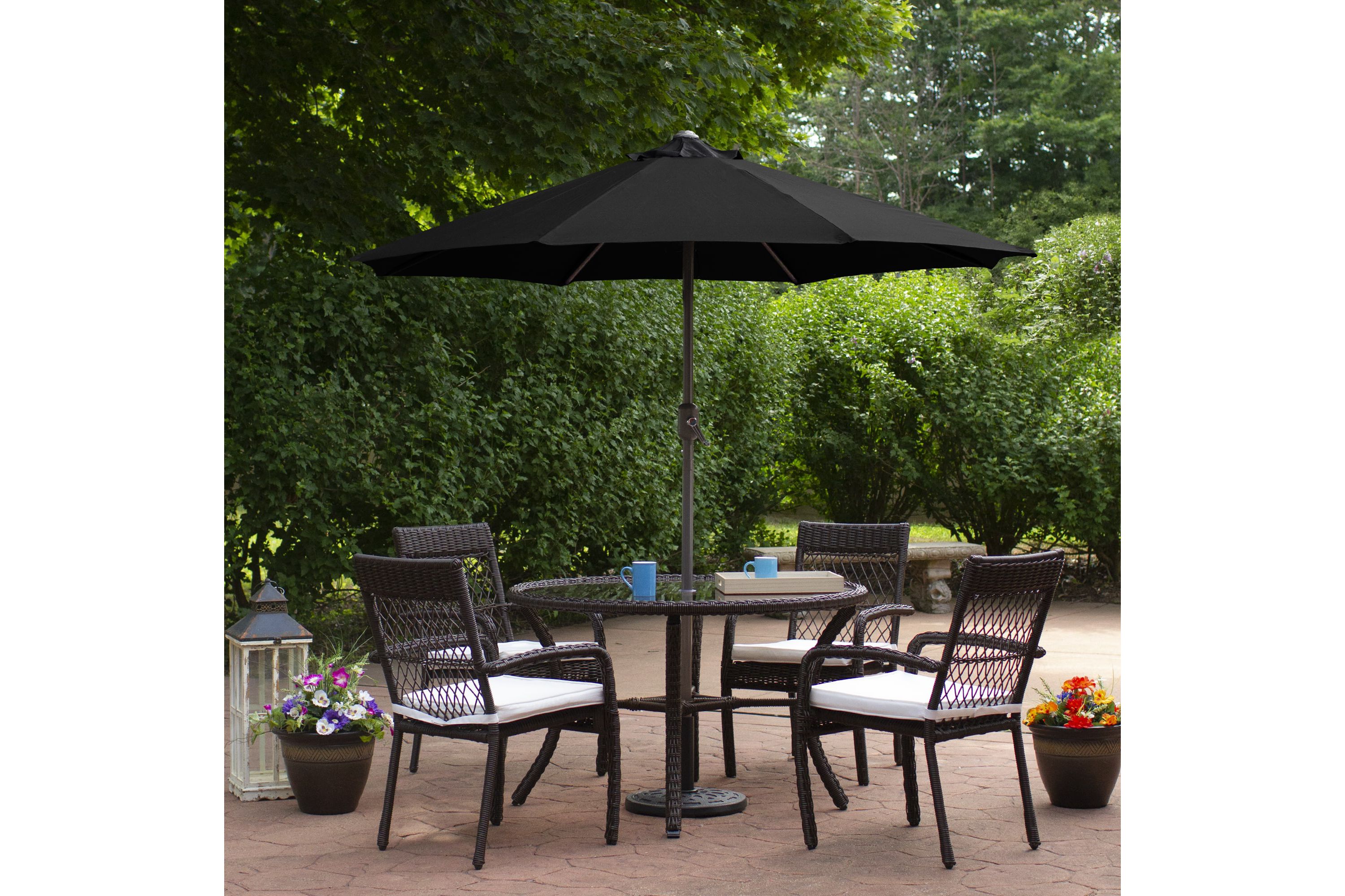 7.5ft Outdoor Patio Market Umbrella with Hand Crank  Black