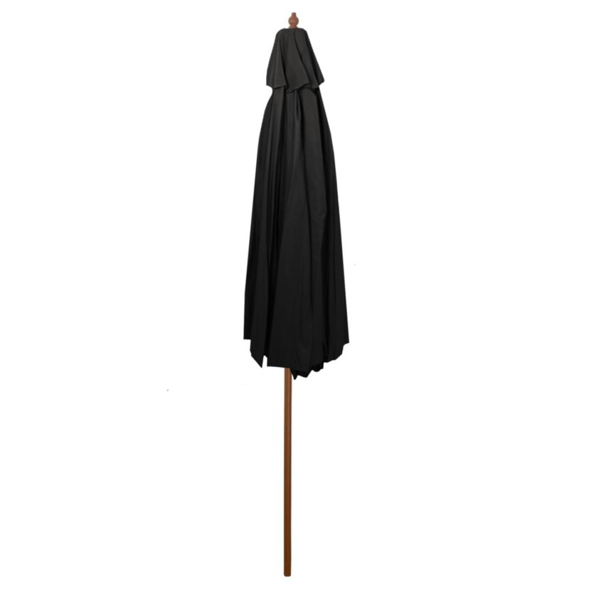 8.5ft Outdoor Patio Market Umbrella with Wooden Pole  Black