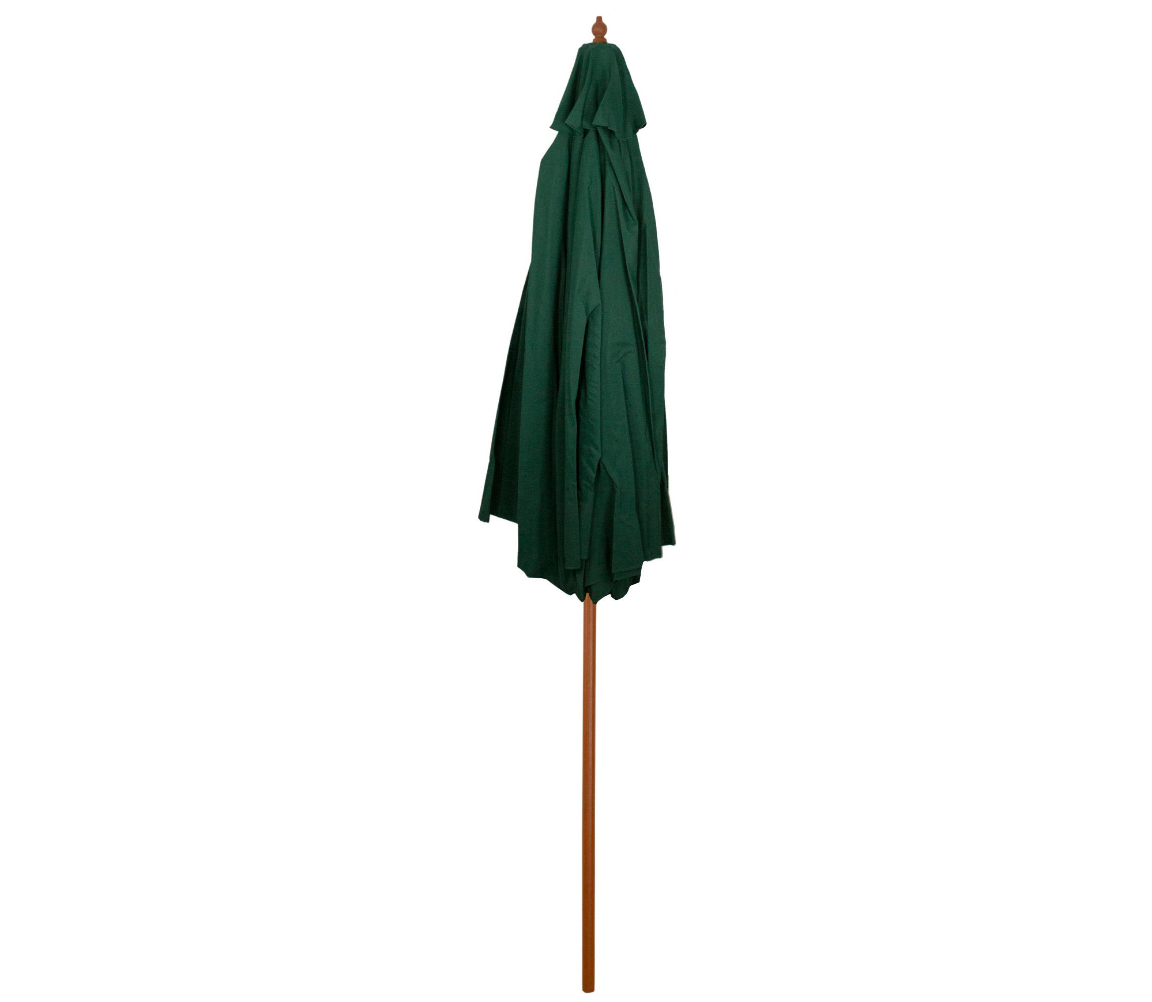 8.5ft Outdoor Patio Market Umbrella with Wooden Pole  Green