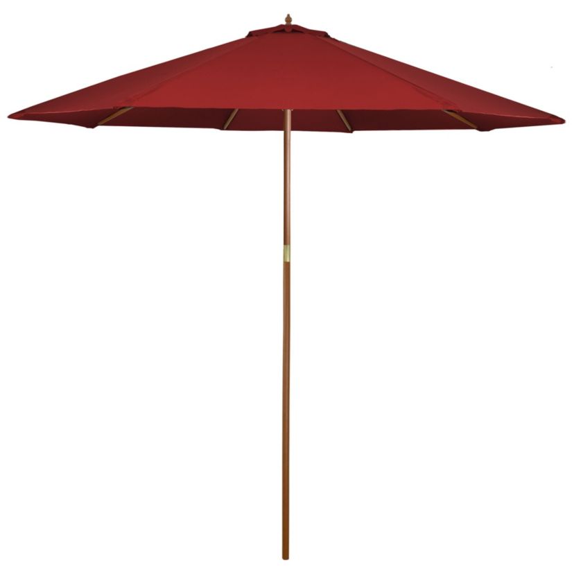 8.5ft Outdoor Patio Market Umbrella with Wooden Pole  Red
