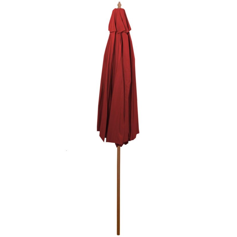 8.5ft Outdoor Patio Market Umbrella with Wooden Pole  Red