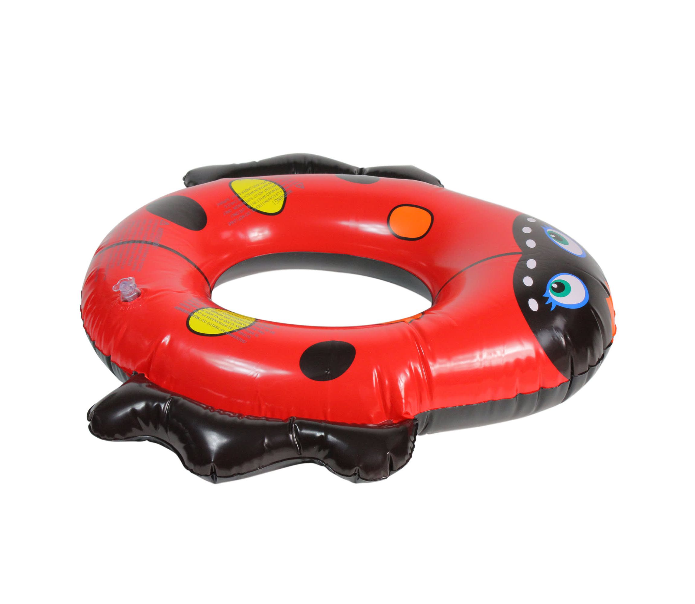 24" Inflatable Red and Black Ladybug Swim Ring Tube Pool Float