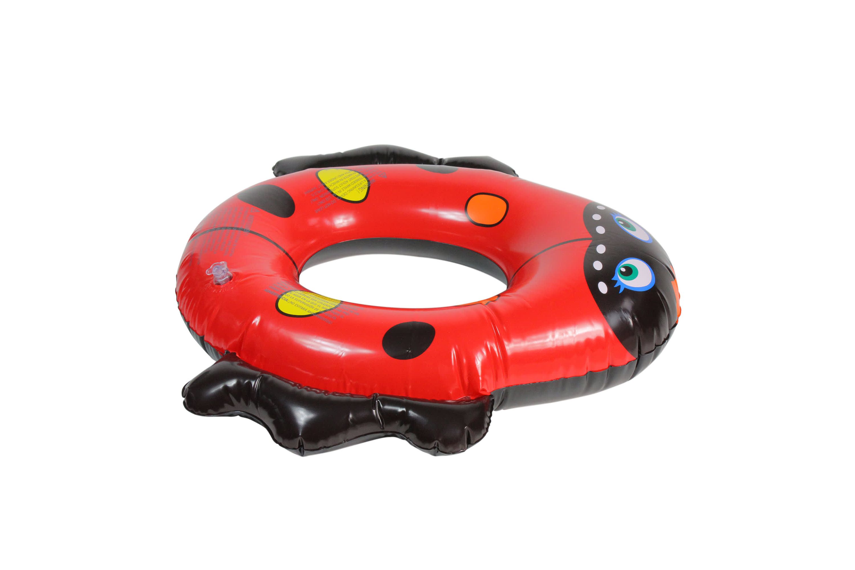 24" Inflatable Red and Black Ladybug Swim Ring Tube Pool Float