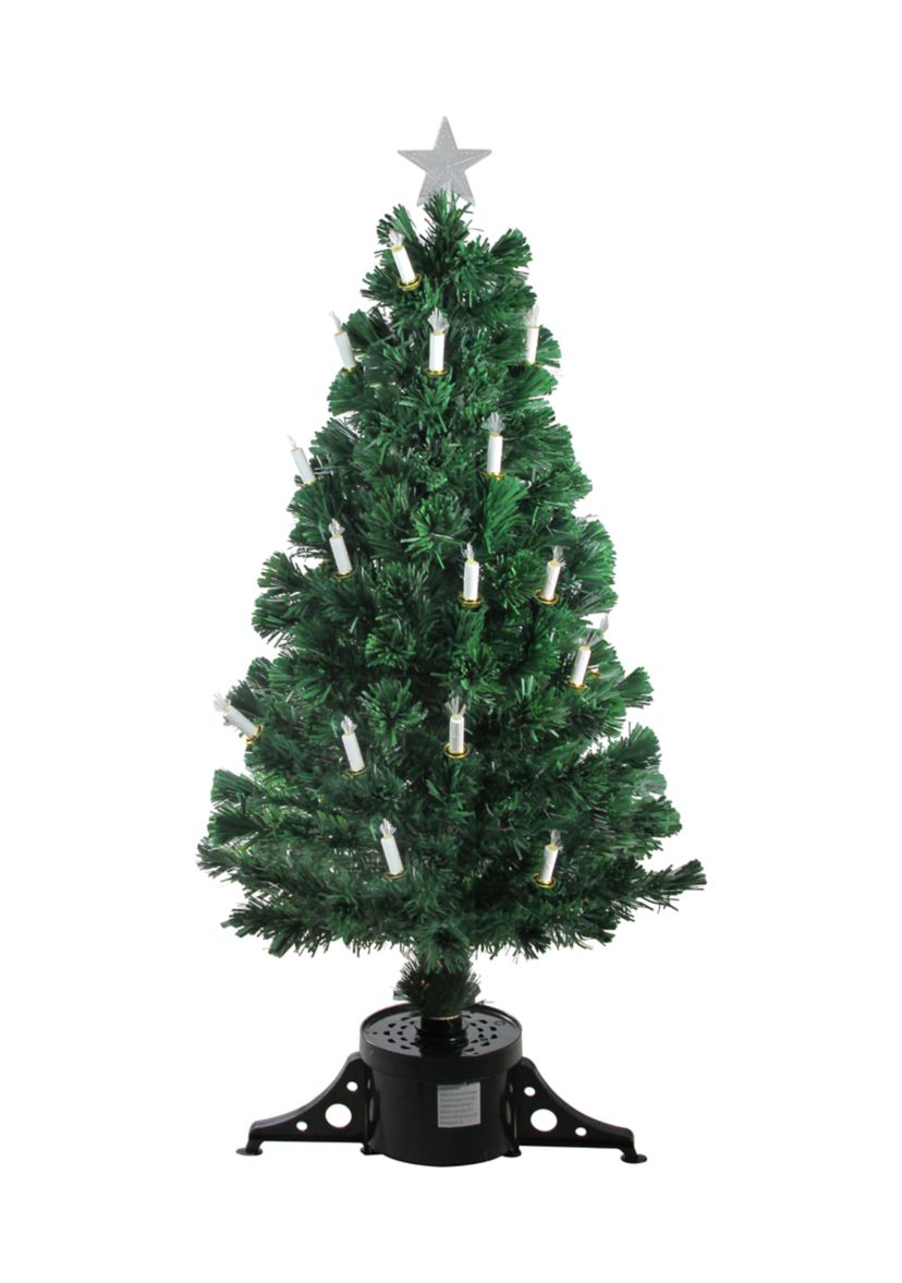 4 Pre-Lit Fiber Optic Artificial Christmas Tree with Candles - Multi Lights