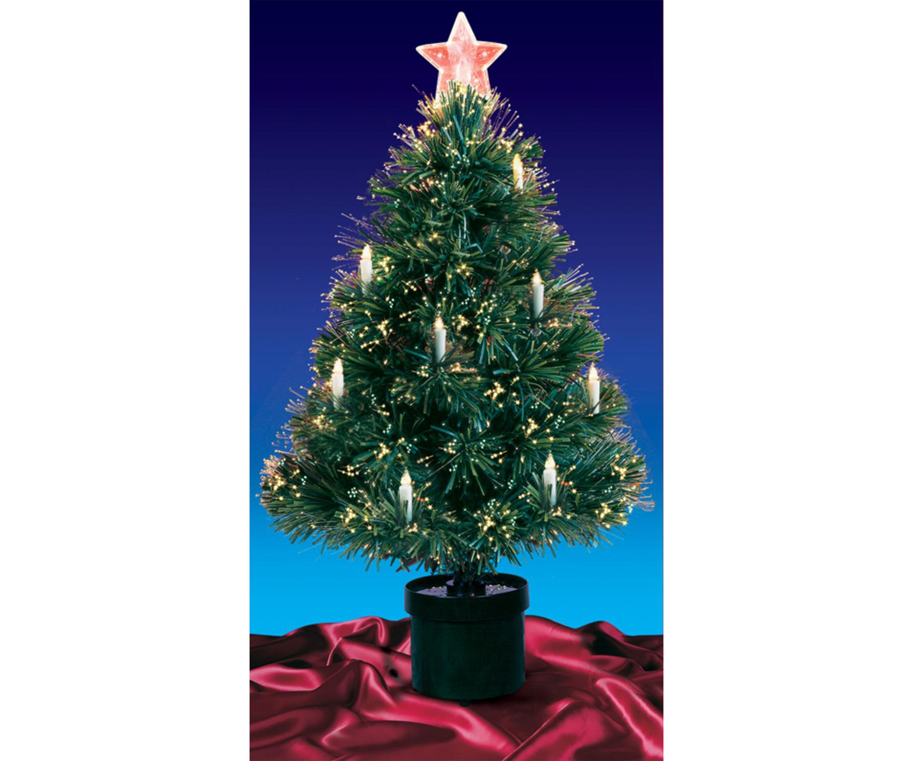 4 Pre-Lit Fiber Optic Artificial Christmas Tree with Candles - Multi Lights