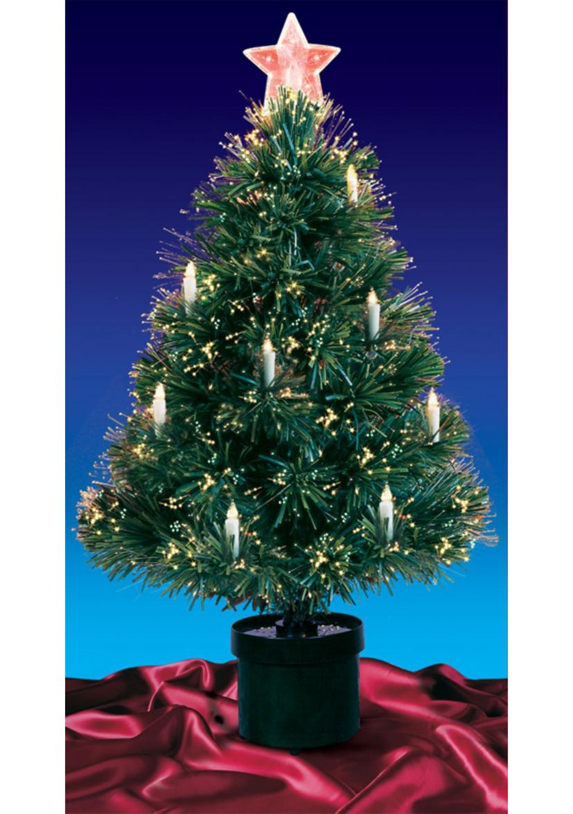 4 Pre-Lit Fiber Optic Artificial Christmas Tree with Candles - Multi Lights