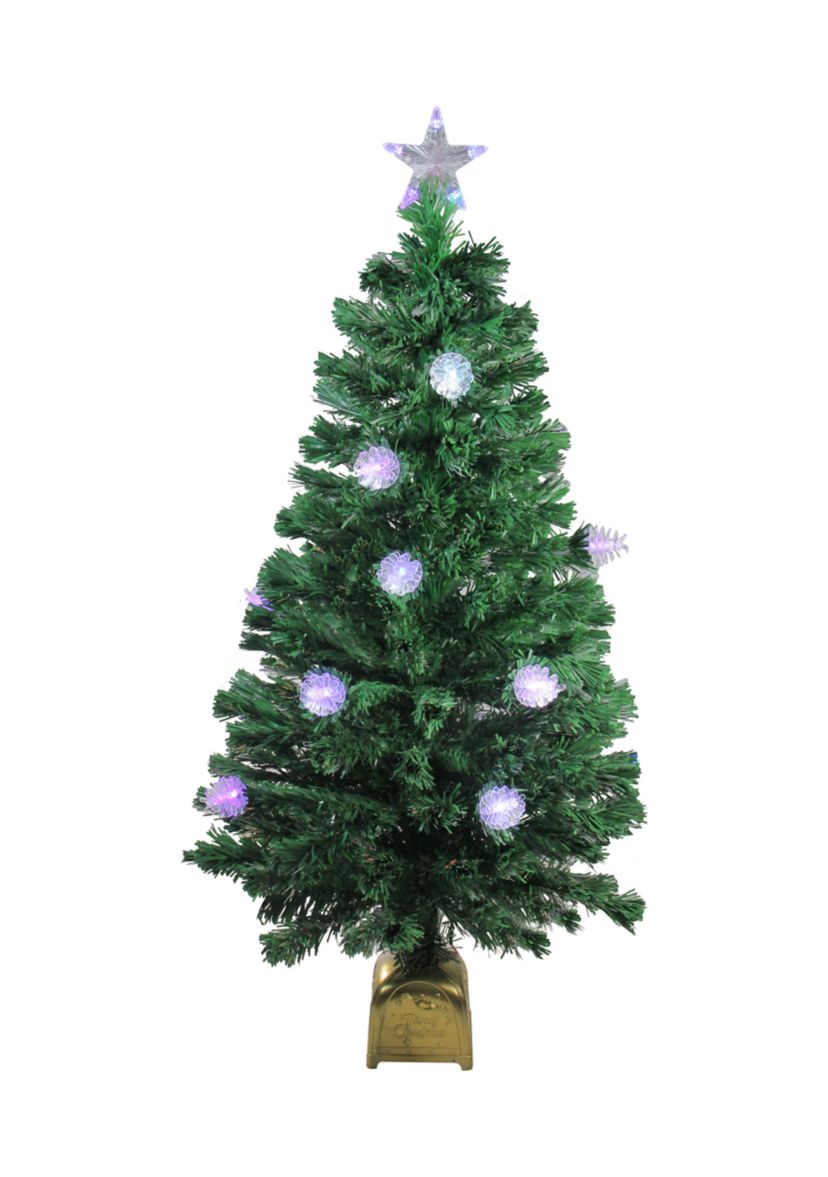 4 Pre-Lit Medium Fiber Optic Pine Cone Artificial Christmas Tree - Multicolor LED Lights