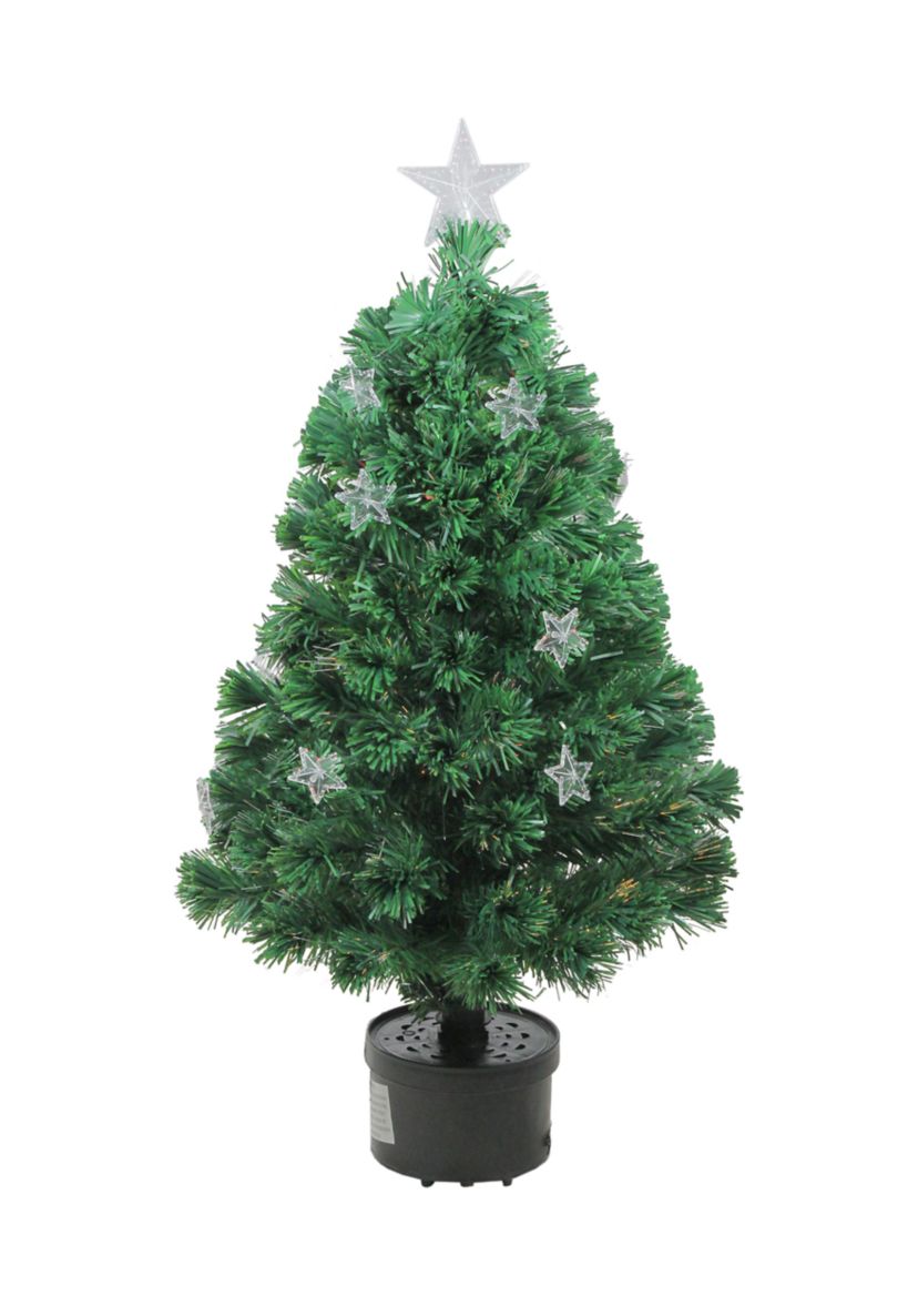 3 Pre-Lit Fiber Optic Artificial Christmas Tree with Stars