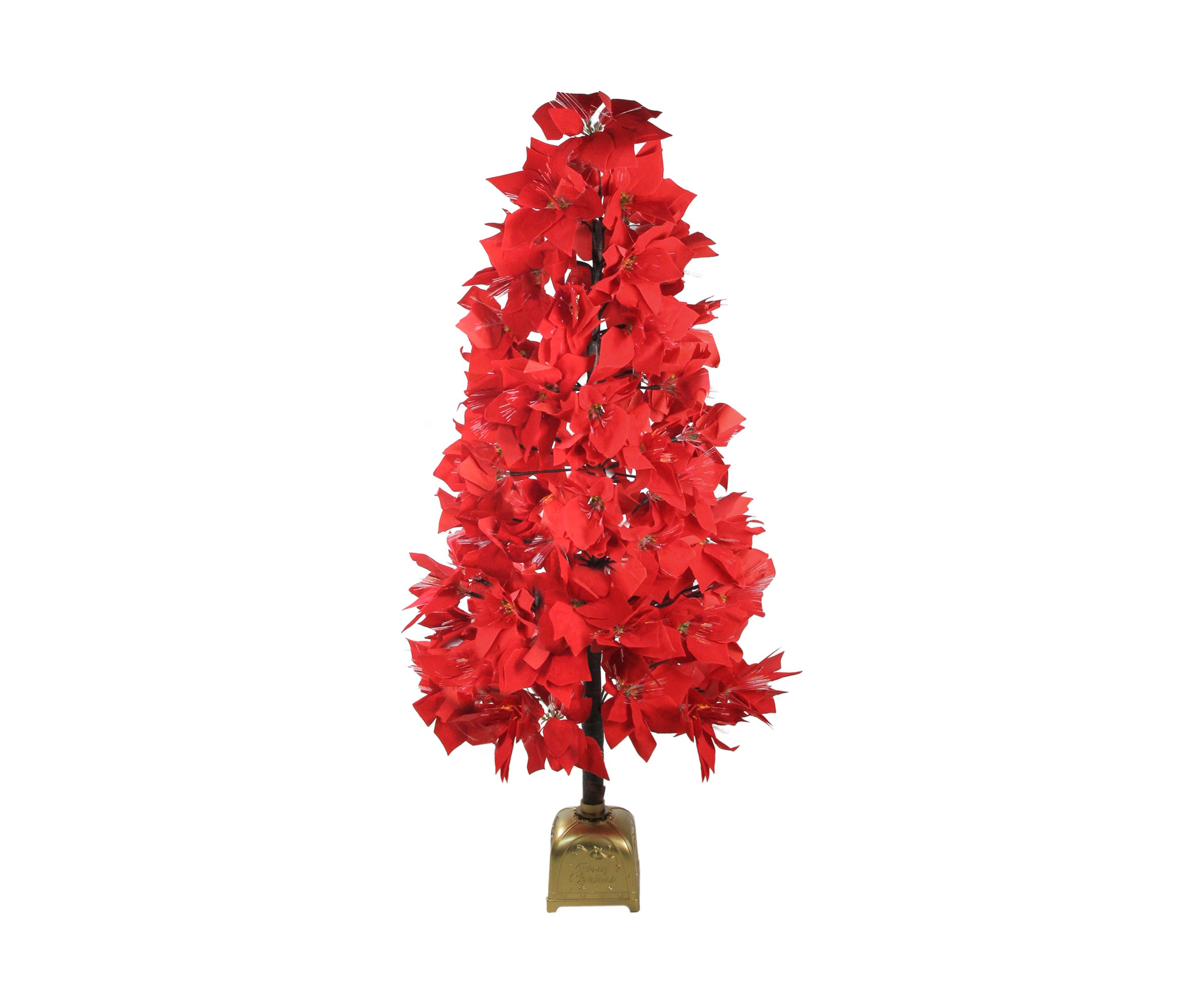 4 Pre-Lit Fiber Optic Color Changing Red Poinsettia Christmas Tree