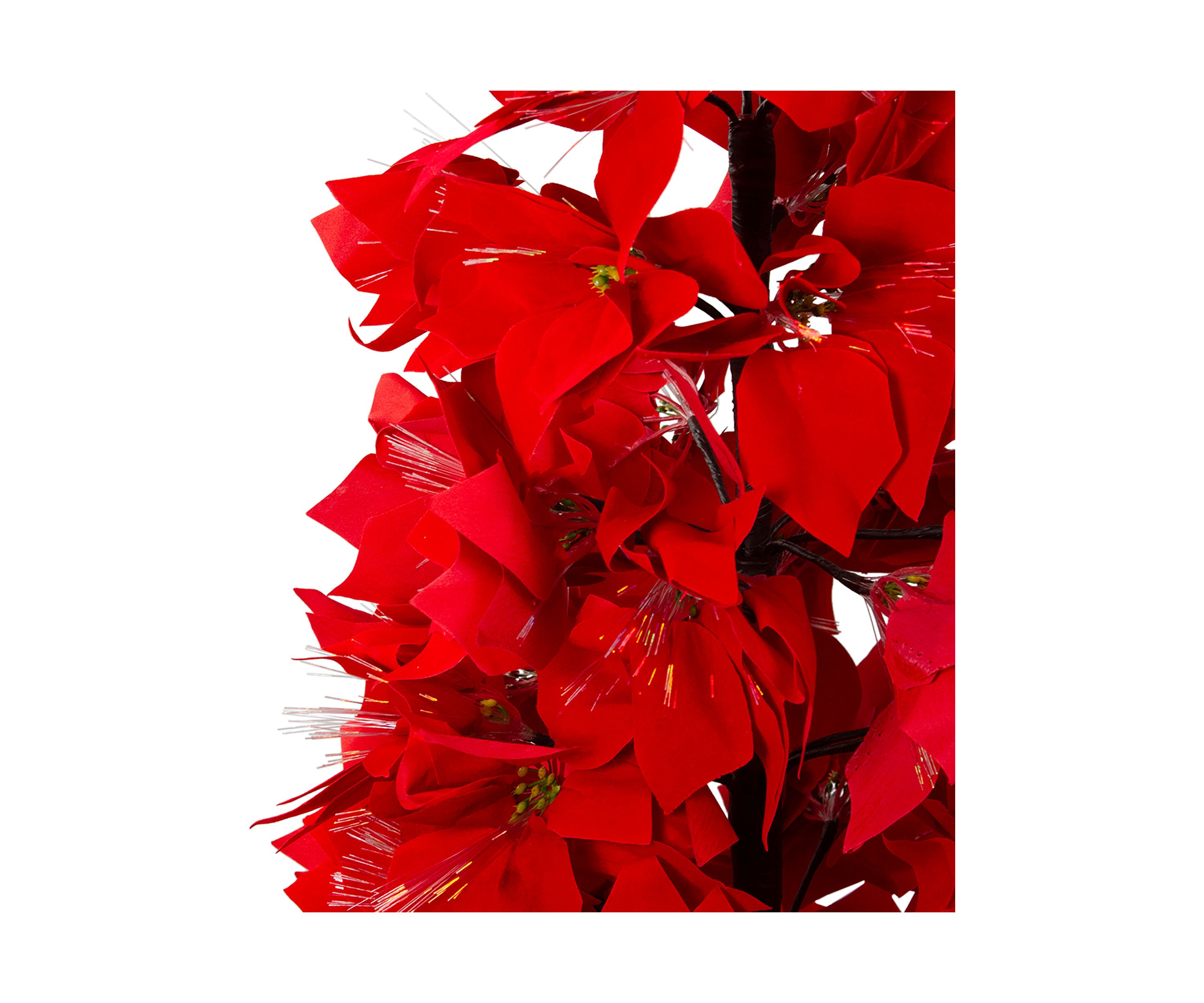 4 Pre-Lit Fiber Optic Color Changing Red Poinsettia Christmas Tree