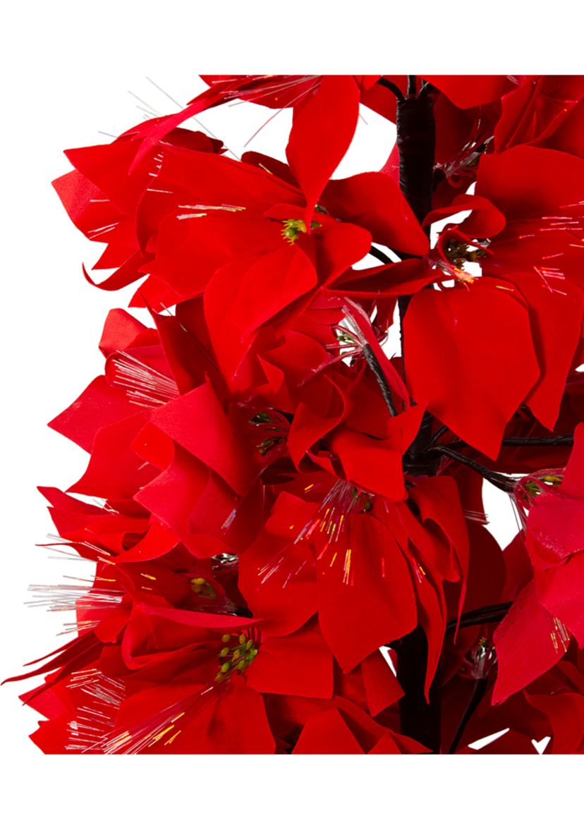4 Pre-Lit Fiber Optic Color Changing Red Poinsettia Christmas Tree