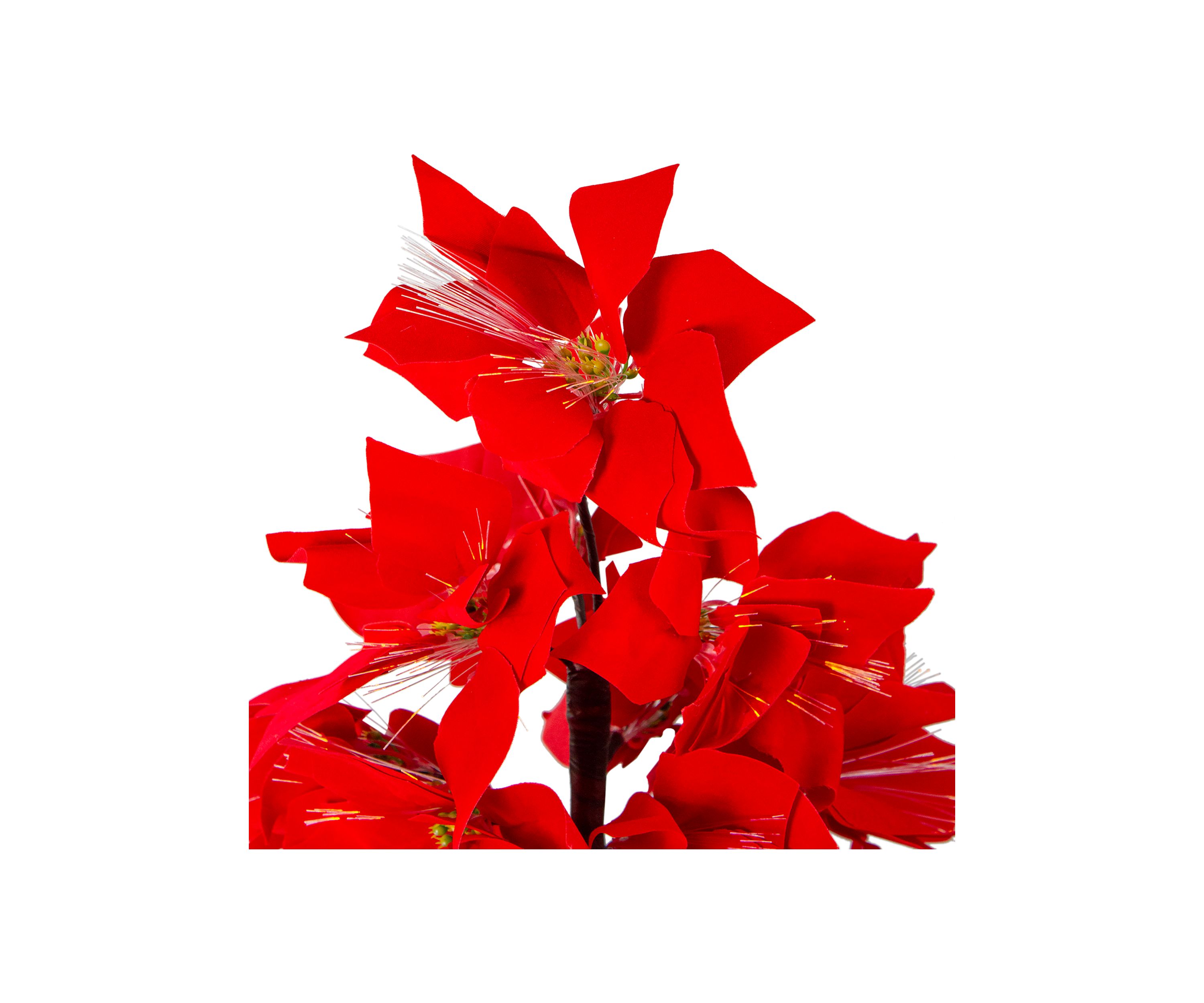 4 Pre-Lit Fiber Optic Color Changing Red Poinsettia Christmas Tree