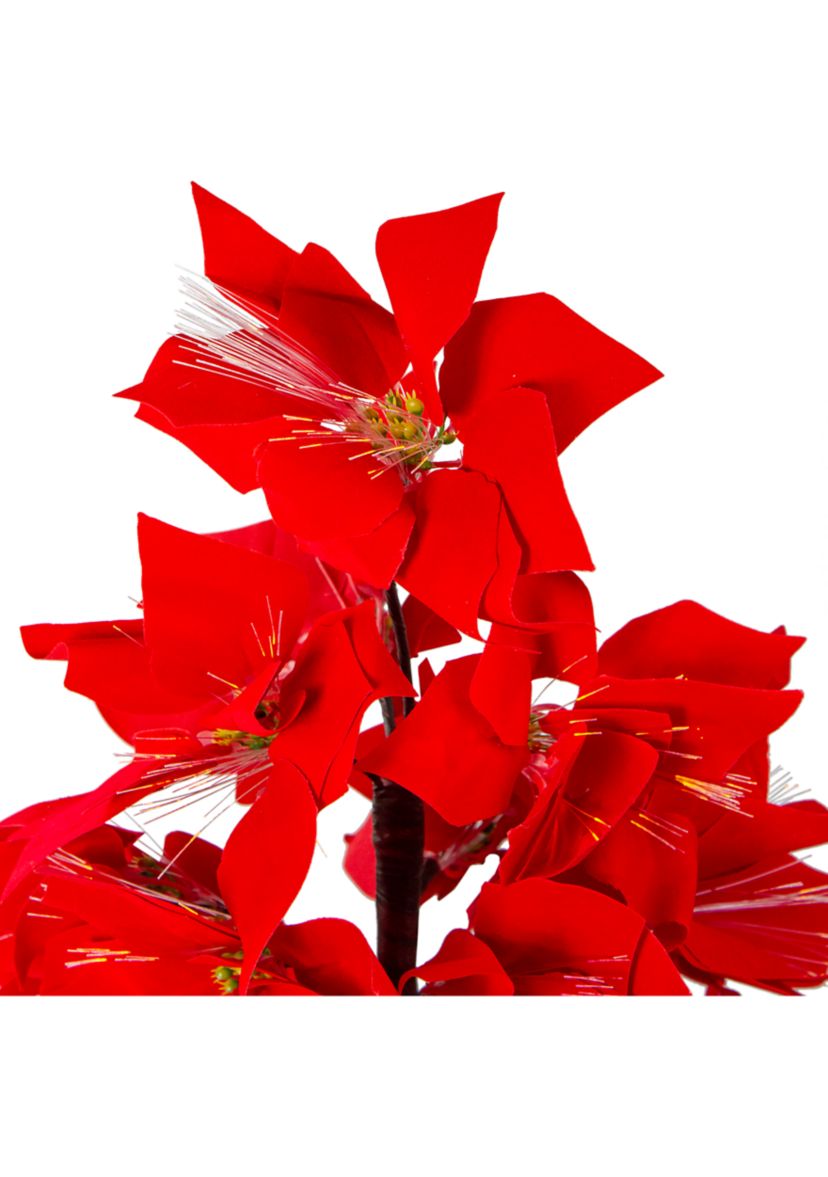 4 Pre-Lit Fiber Optic Color Changing Red Poinsettia Christmas Tree