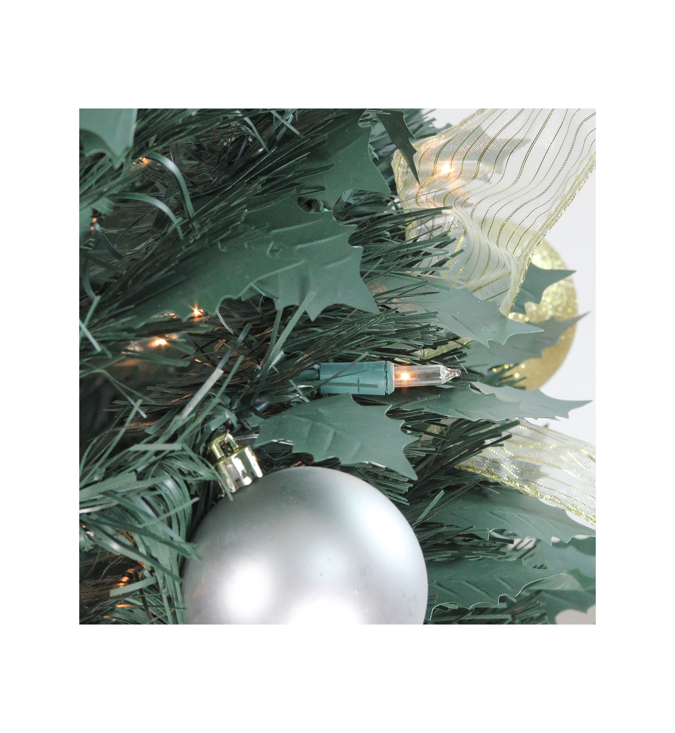 6 Pre-Lit Silver and Gold Pre-Decorated Pop-Up Artificial Christmas Tree