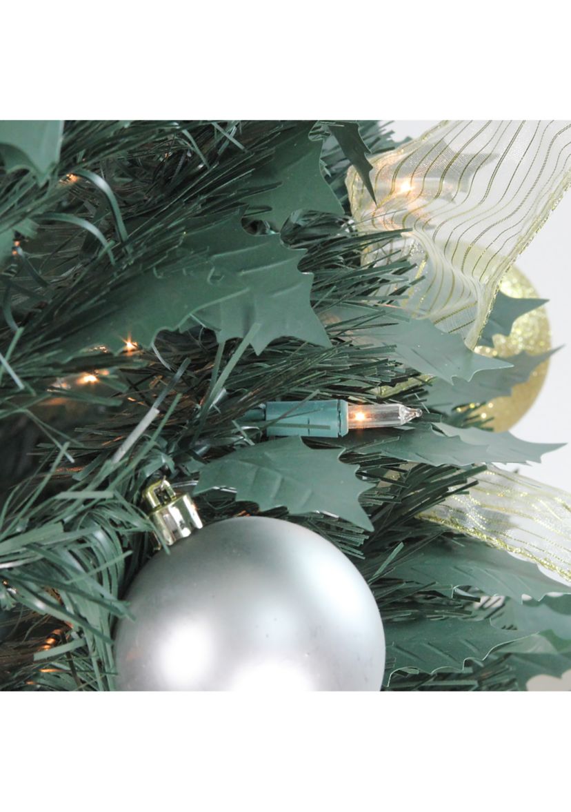 6 Pre-Lit Silver and Gold Pre-Decorated Pop-Up Artificial Christmas Tree