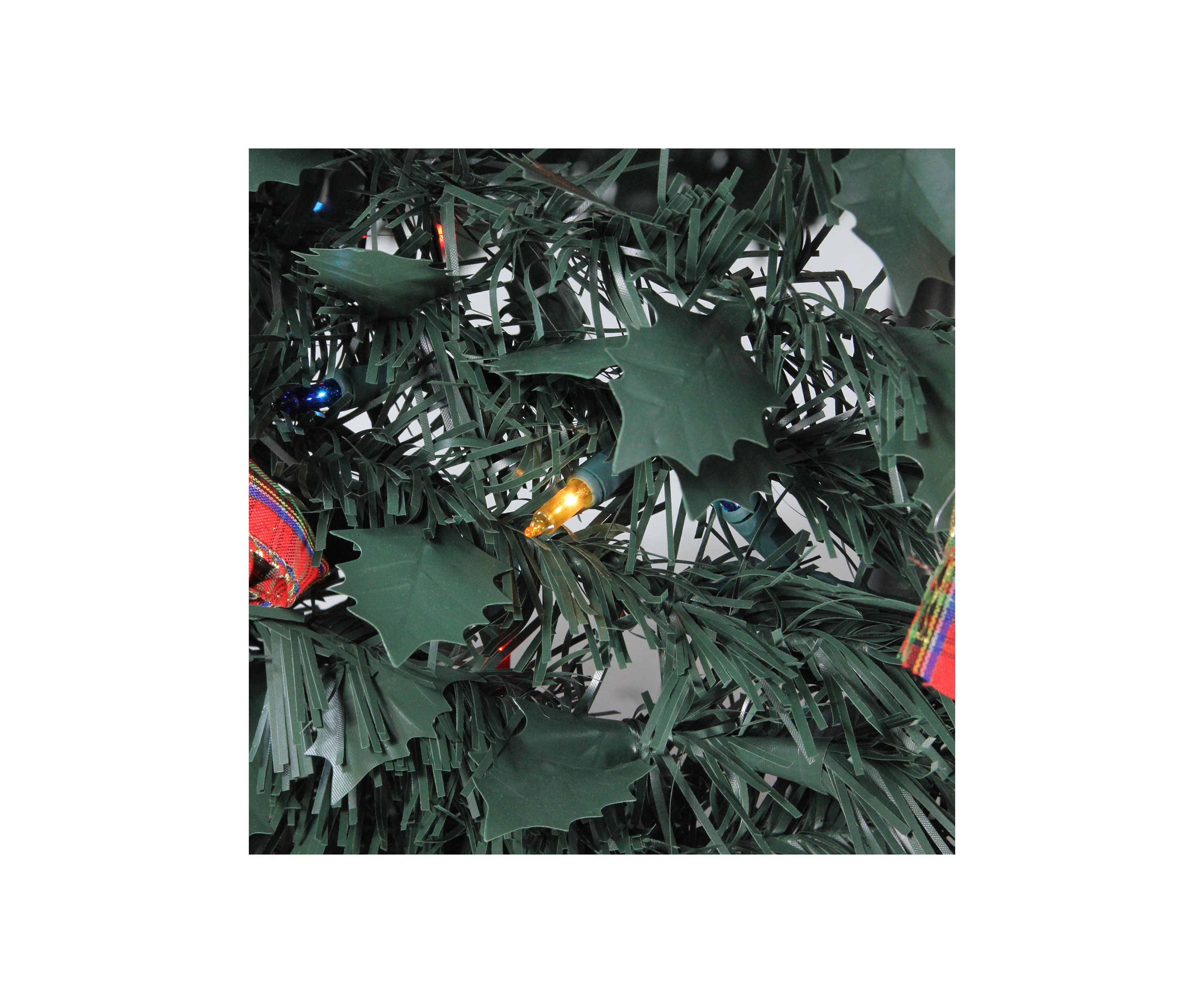 6 Pre-Lit Red and Gold Plaid Pre-Decorated Pop-Up Artificial Christmas Tree