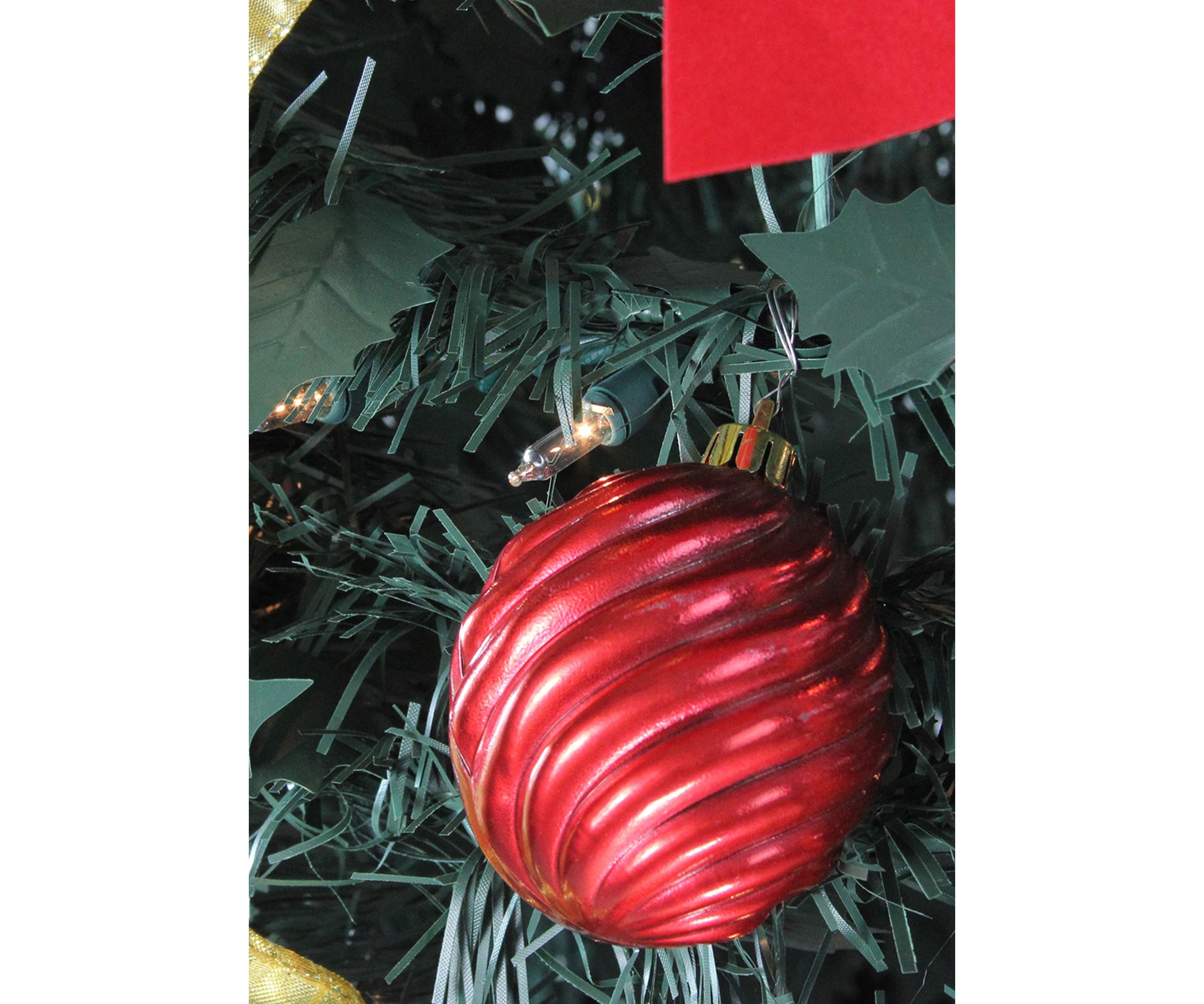 6 Pre-Lit Gold and Red Pre-Decorated Pop-Up Artificial Christmas Tree
