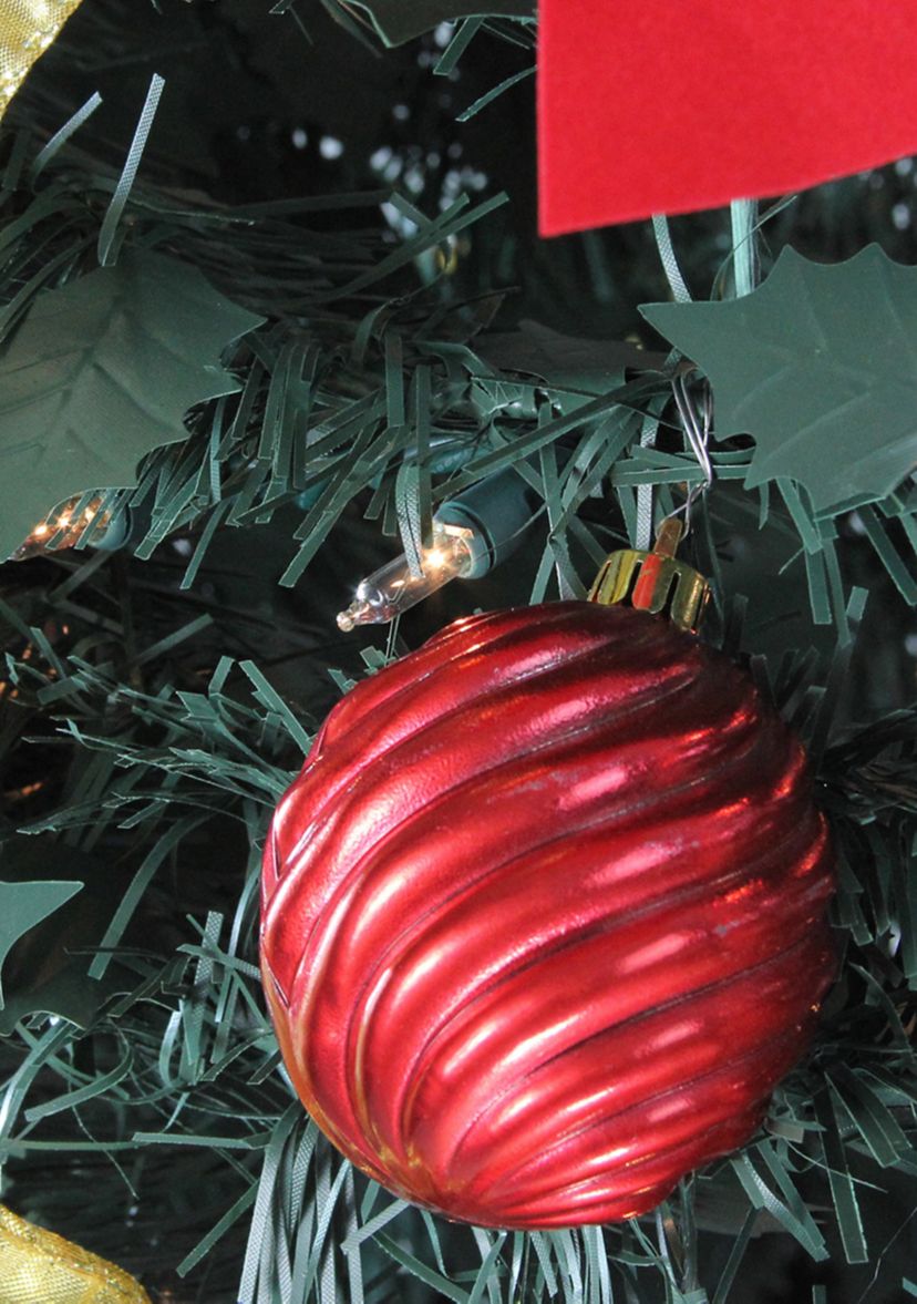 6 Pre-Lit Gold and Red Pre-Decorated Pop-Up Artificial Christmas Tree