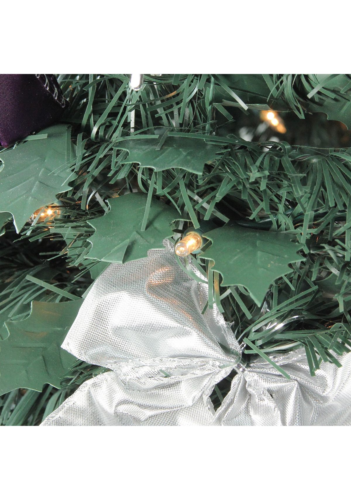 6 Pre-Lit Purple and Silver Pre-Decorated Pop-Up Artificial Christmas Tree