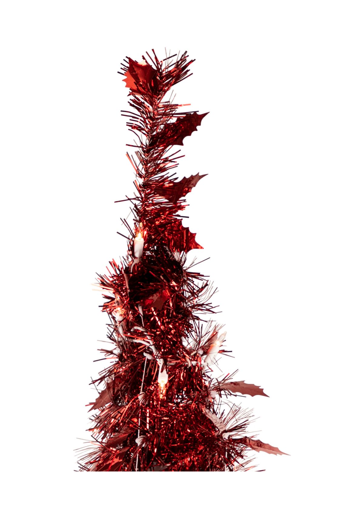 6 Pre-Lit Red Tinsel Pop-Up Artificial Christmas Tree - Clear Lights