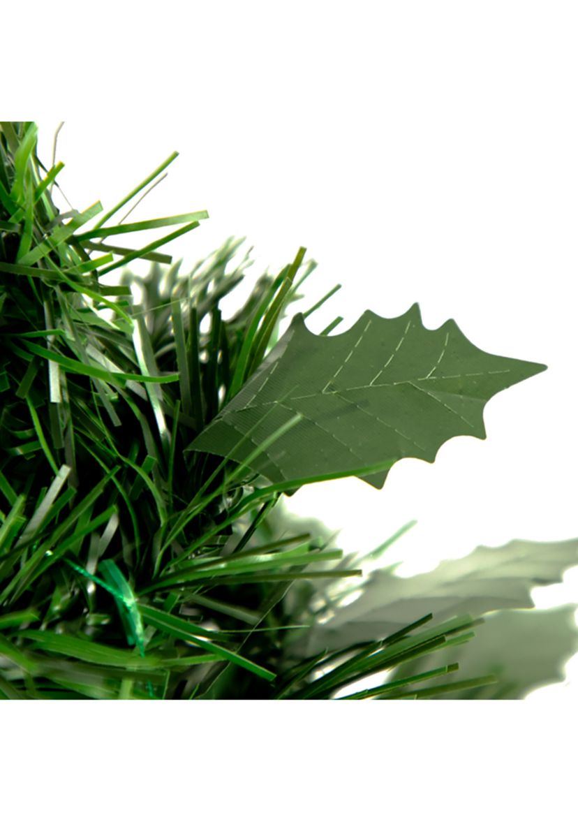 6 Pre-Lit Green Holly Leaf Pop-Up Artificial Christmas Tree - Clear Lights
