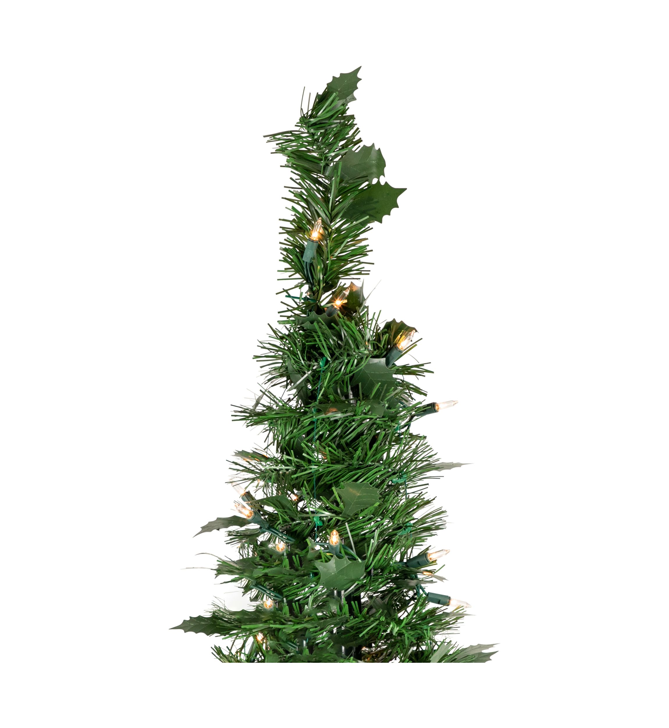 6 Pre-Lit Green Holly Leaf Pop-Up Artificial Christmas Tree - Clear Lights