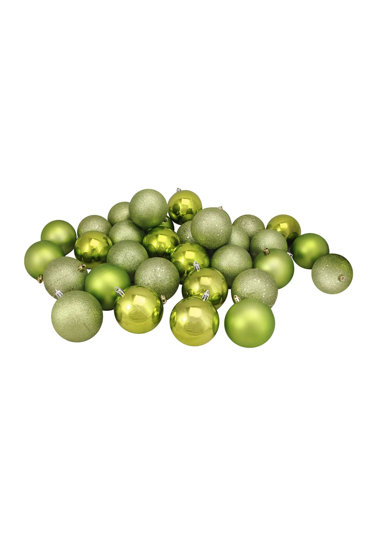 32ct Kiwi Green Shatterproof 4-Finish Christmas Ball Ornaments 3.25Inch (80mm)