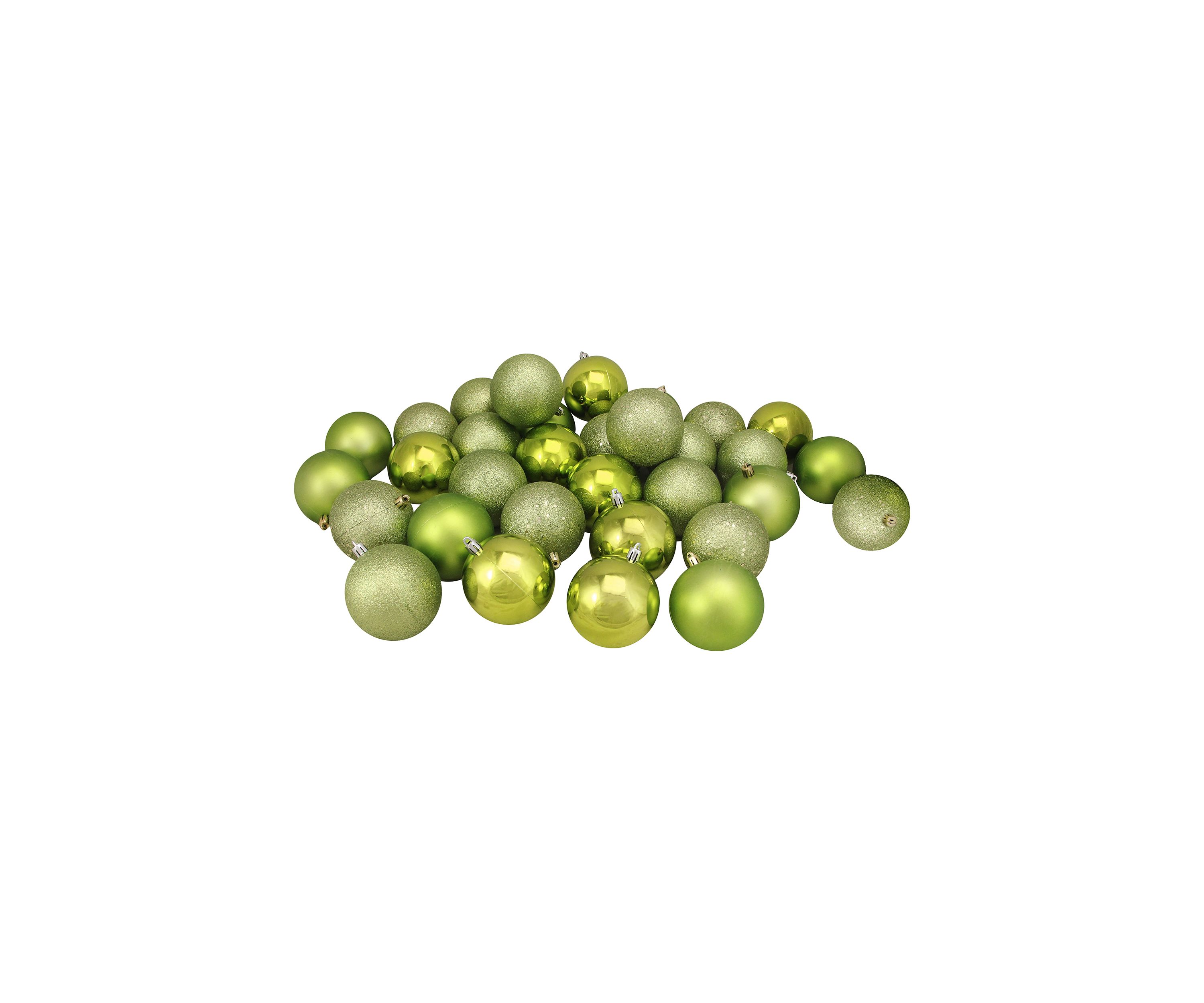 32ct Kiwi Green Shatterproof 4-Finish Christmas Ball Ornaments 3.25Inch (80mm)