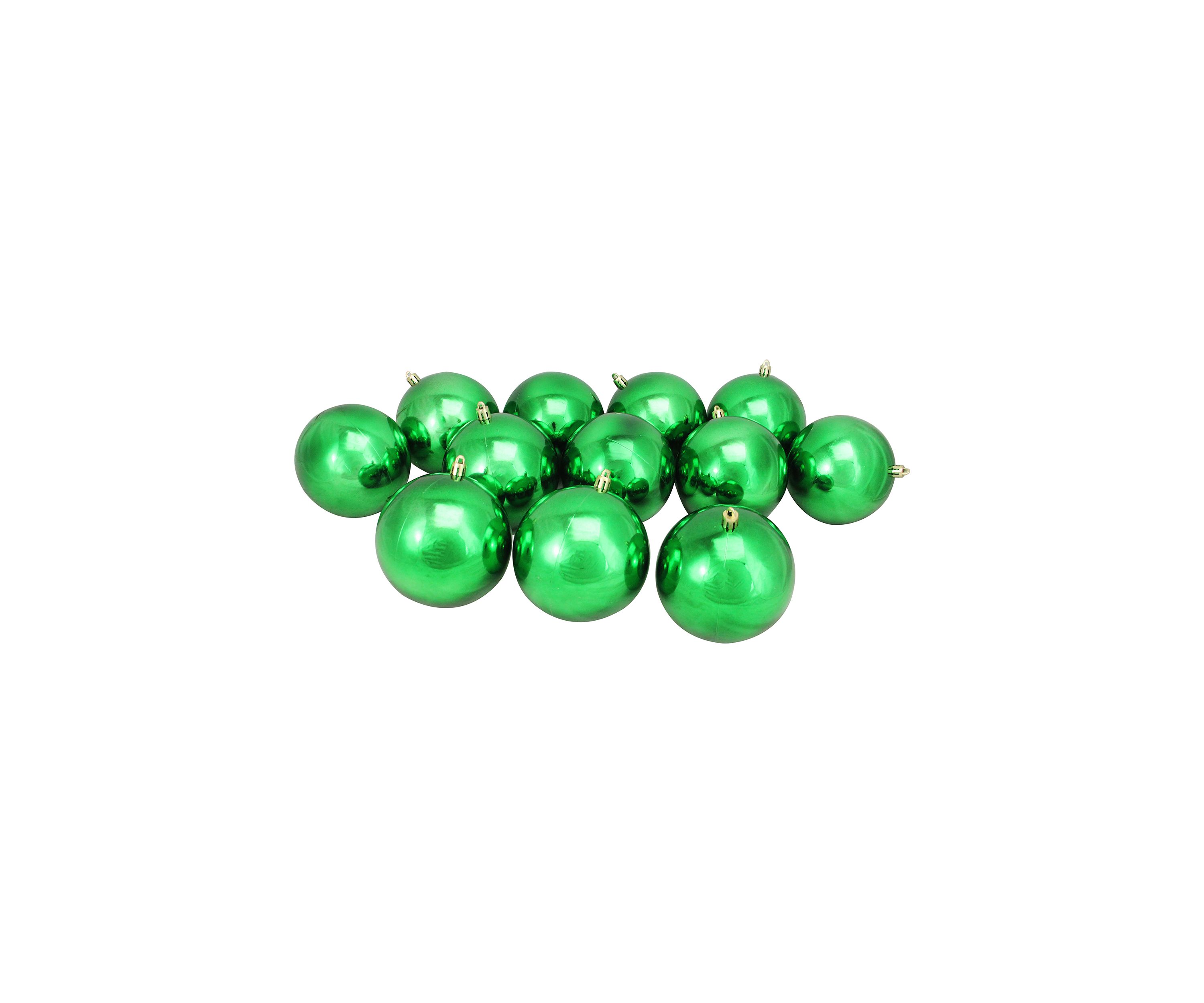 12ct Xmas Green Shatterproof Shiny Christmas Ball Ornaments 4Inch (100mm)