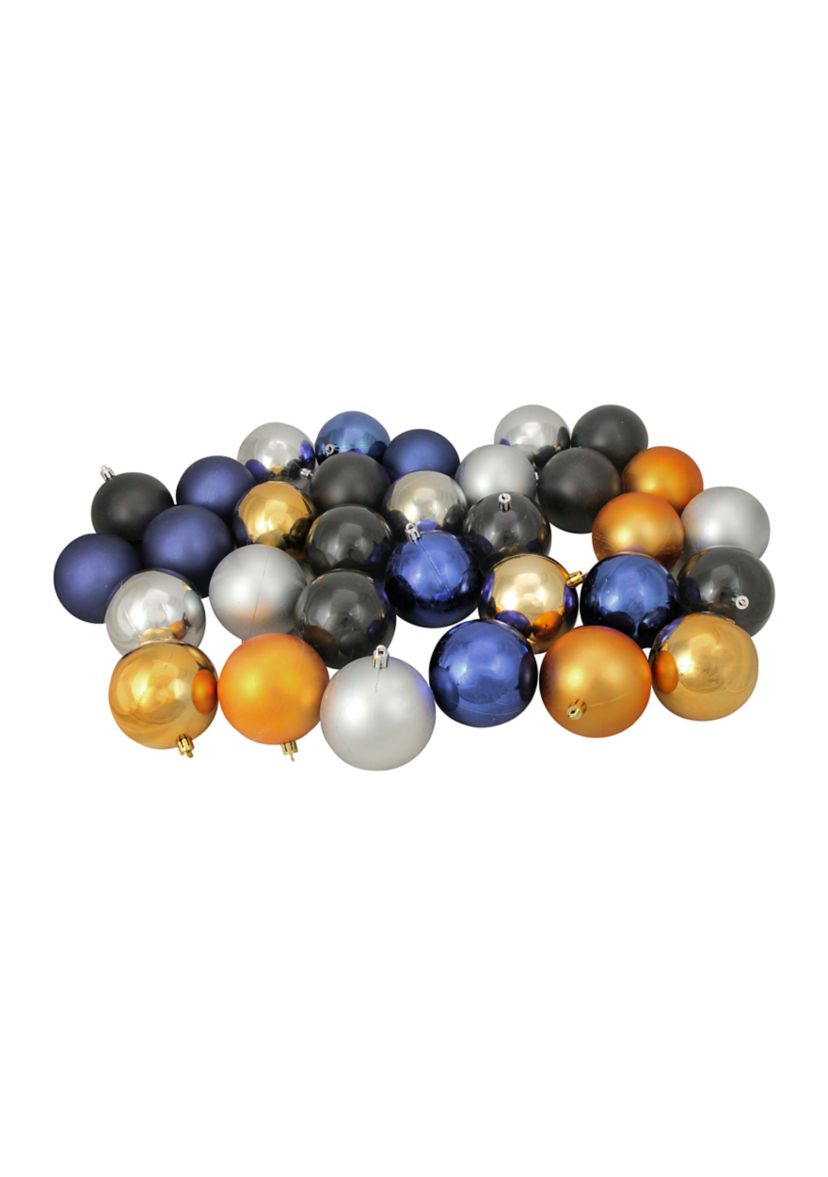 32ct Black and Gold Shatterproof 2-Finish Christmas Ball Ornaments 3.25Inch (80mm)