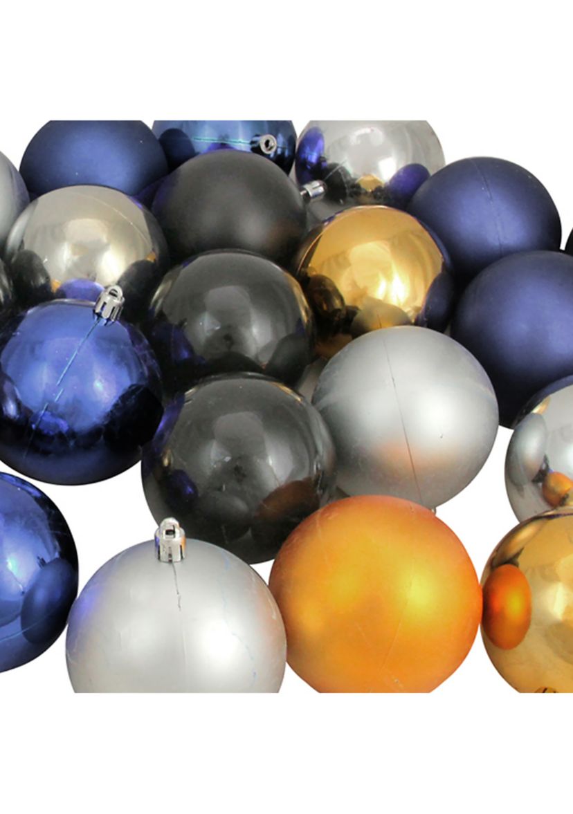 32ct Black and Gold Shatterproof 2-Finish Christmas Ball Ornaments 3.25Inch (80mm)