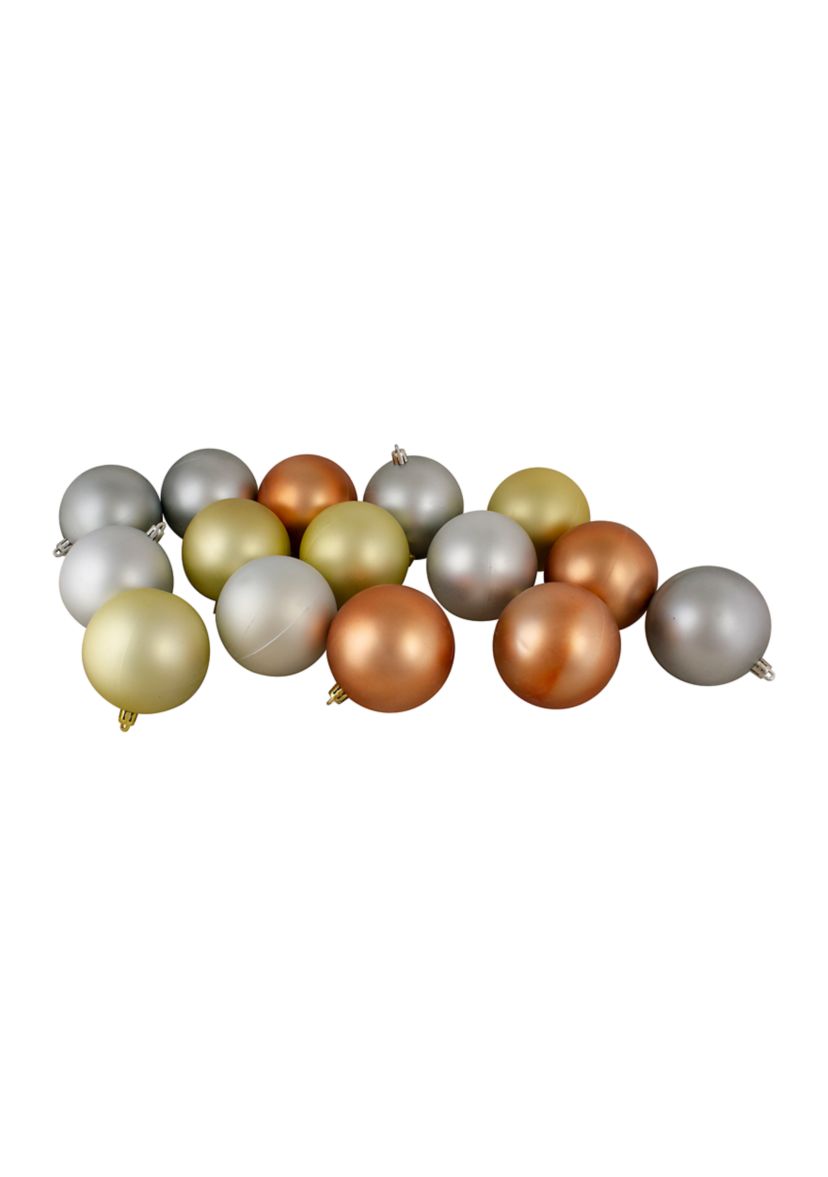 32ct Silver  Gold and Almond Shatterproof 2-Finish Christmas Ball Ornaments 3.25Inch (80mm)