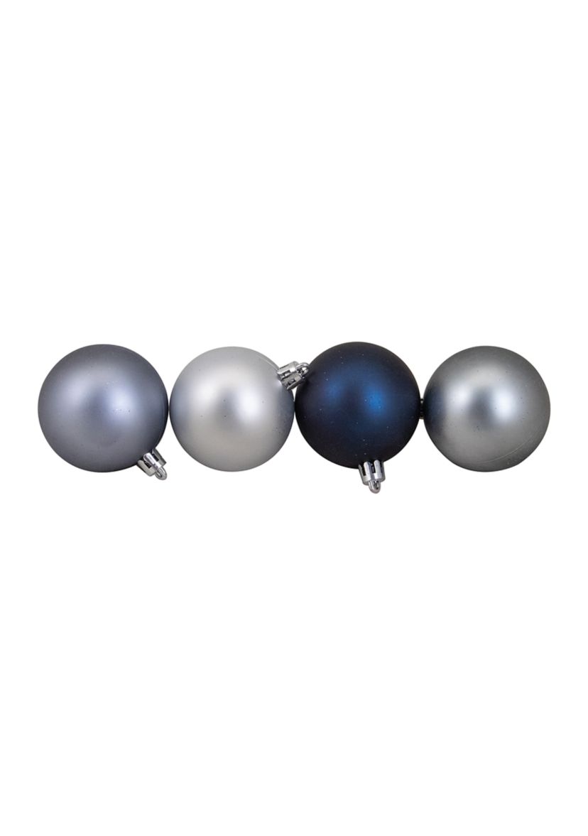 60ct Silver and Blue Shatterproof 3-Finish Christmas Ball Ornaments 2.5Inch (60mm)