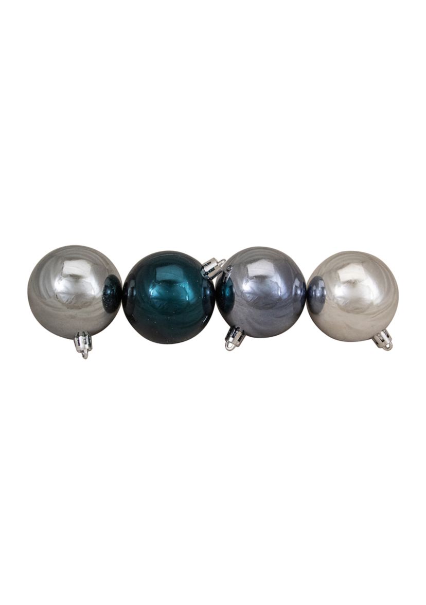 60ct Silver and Blue Shatterproof 3-Finish Christmas Ball Ornaments 2.5Inch (60mm)