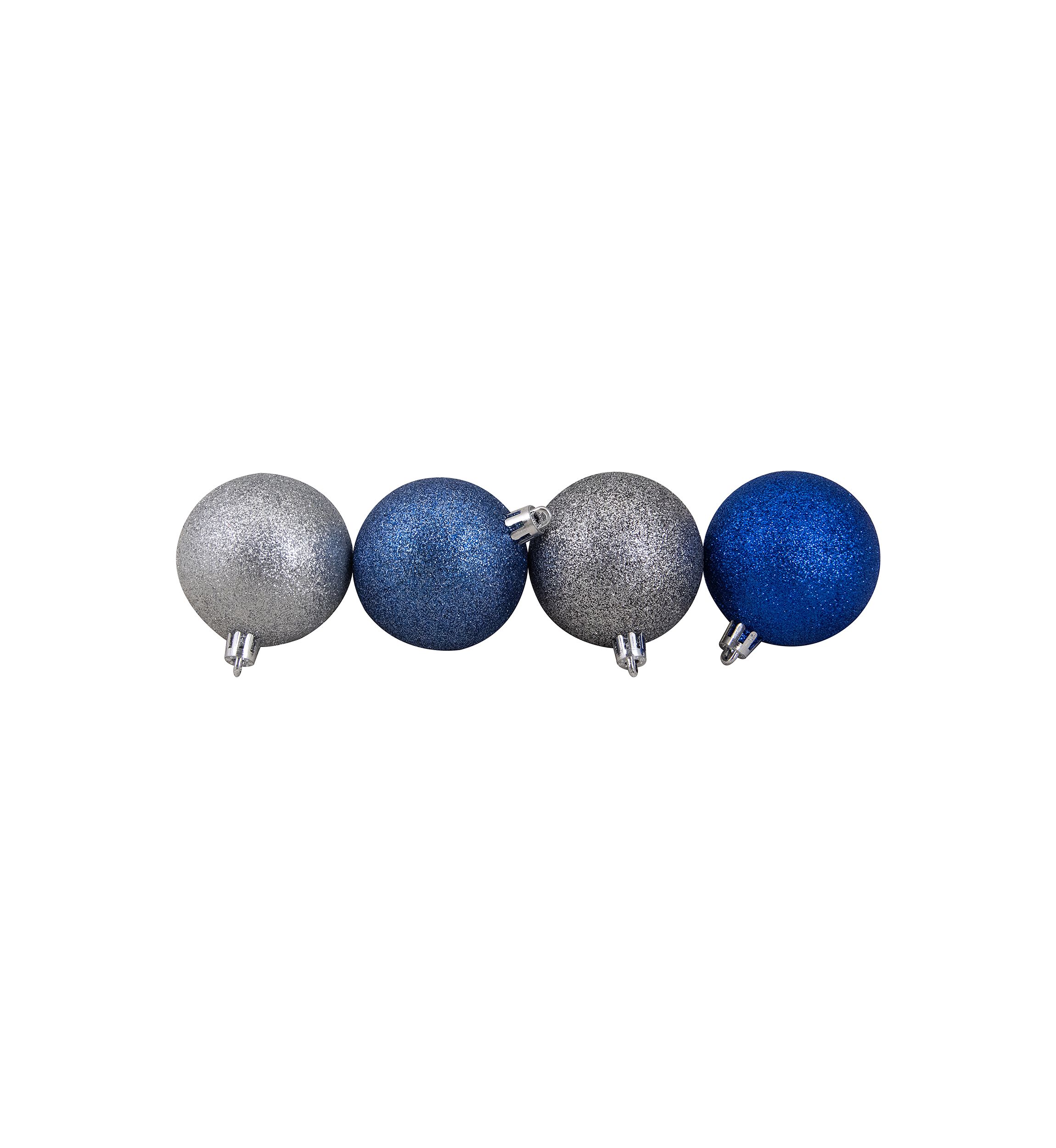 60ct Silver and Blue Shatterproof 3-Finish Christmas Ball Ornaments 2.5Inch (60mm)