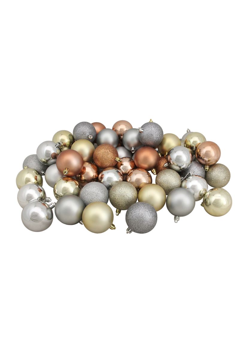 60ct Earth Tone Shatterproof 3-Finish Christmas Ball Ornaments 2.5" (60mm)