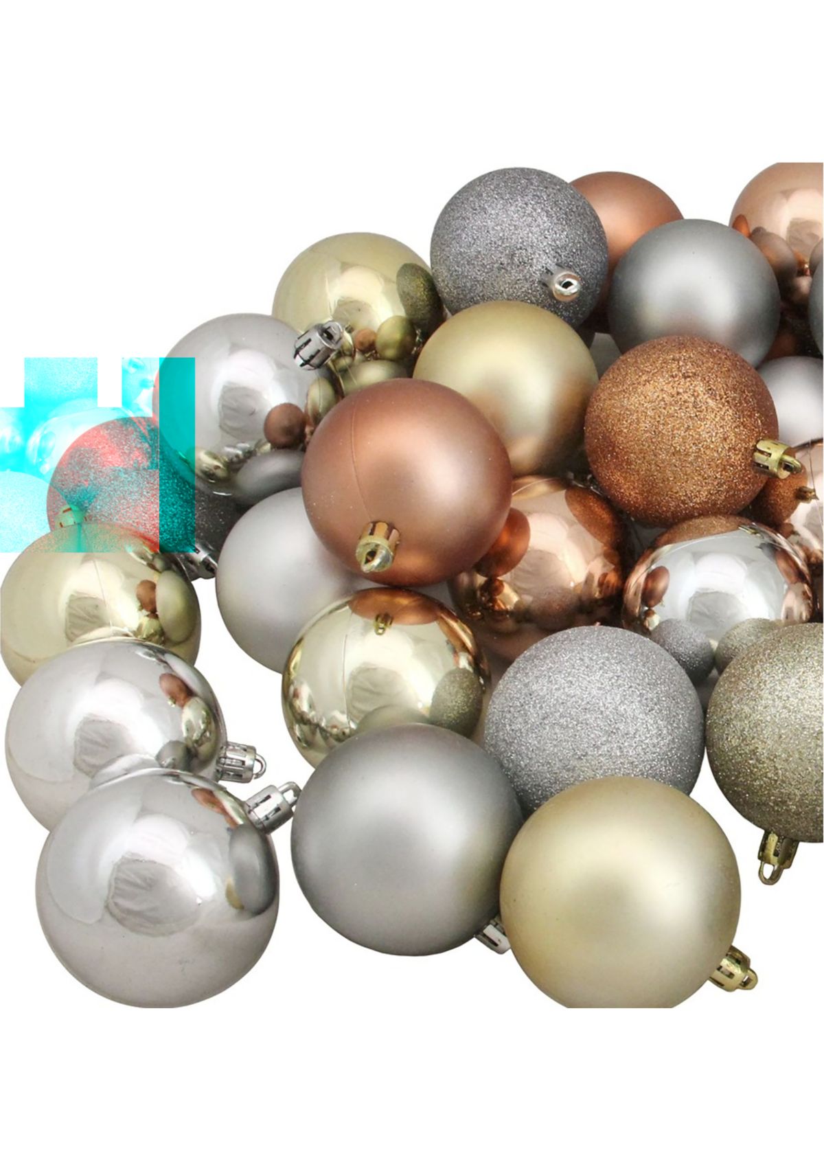 60ct Earth Tone Shatterproof 3-Finish Christmas Ball Ornaments 2.5" (60mm)