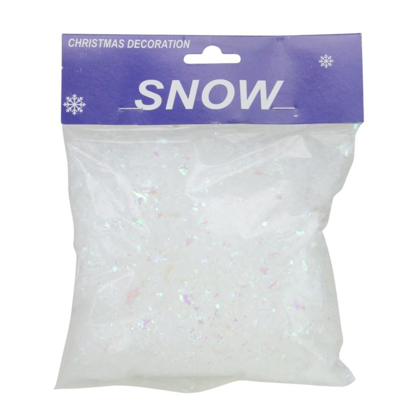 White Iridescent Artificial Powder Snow Twinkle Flakes for Christmas Decorating 2 oz