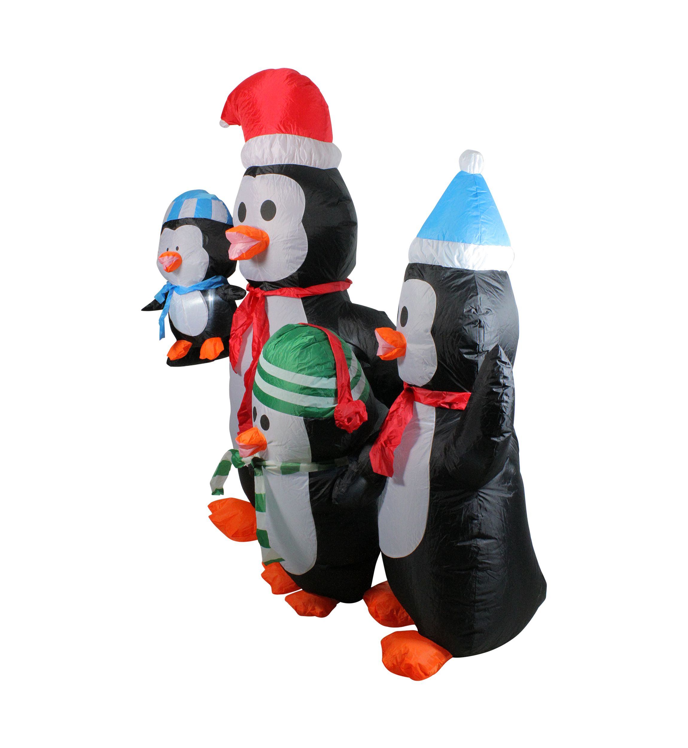 Northlight 5' Lighted Black and Orange Inflatable Penguin Family ...