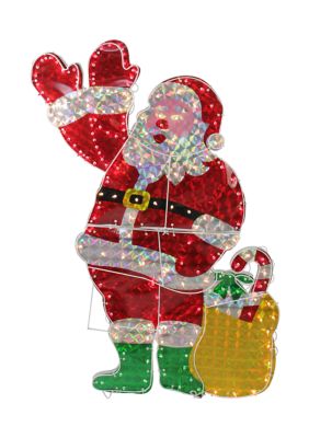 Northlight 48Inch Holographic Lighted Waving Santa Claus Outdoor Christmas Decoration, Red -  0191296156226