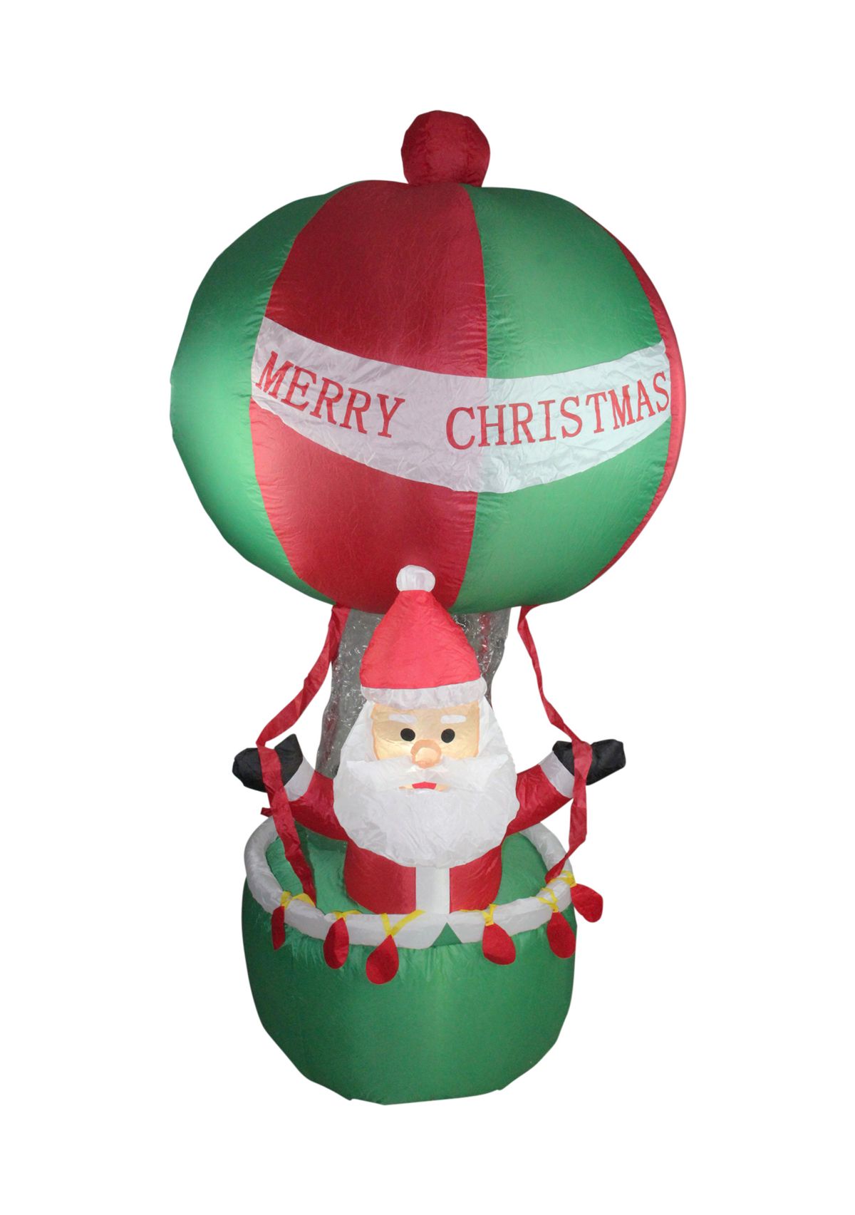 72 Inch Red and Green Inflatable Santa in Hot Air Balloon Lighted Christmas Outdoor Decor