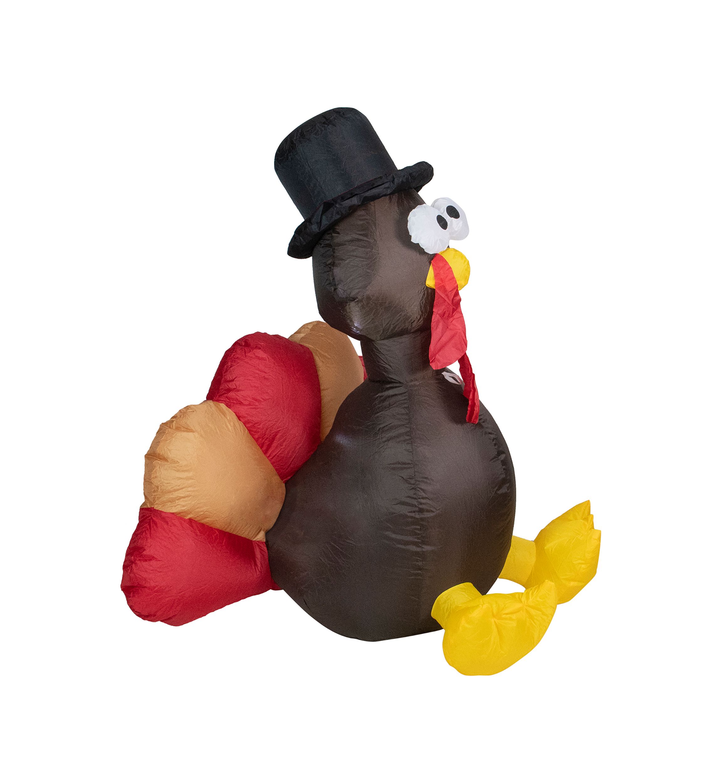 4 Feet Red and Brown Inflatable Lighted Thanksgiving Turkey Outdoor Decor